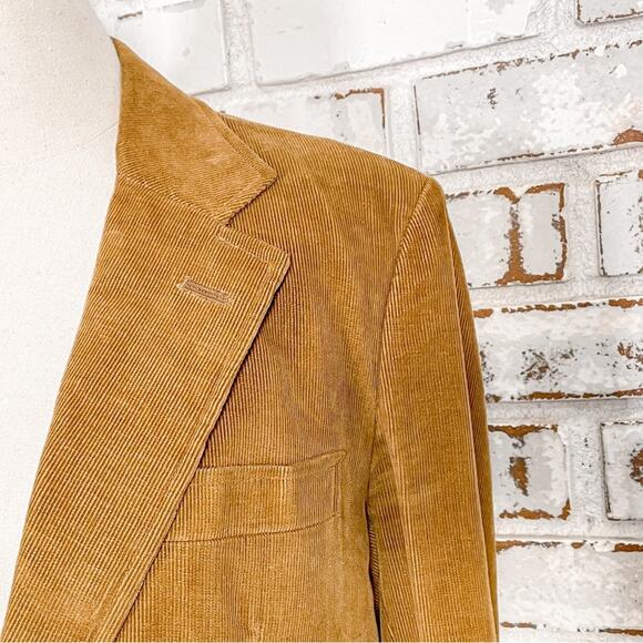 Vintage 70s Pioneer Wear Tan Brown Corduroy Casual Two Button Suit Jacket - Picture 4 of 14